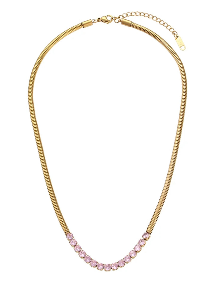 Avery Necklace - Gold/Pink