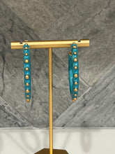 Load image into Gallery viewer, Turquoise Hoop Earrings with Gold
