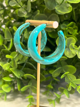 Load image into Gallery viewer, Turquoise Acrylic Hoop Earrings
