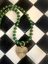 Load image into Gallery viewer, Green Goddess Heart Charmed Necklace
