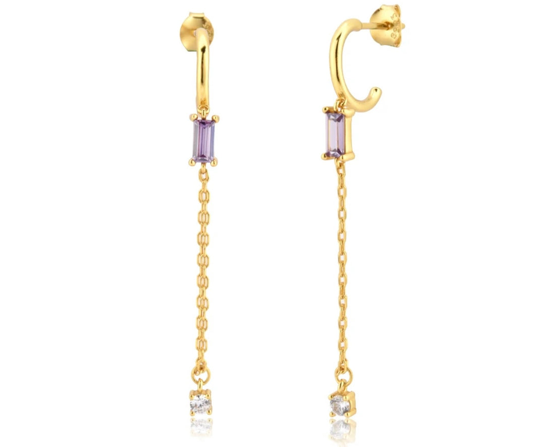 Daria Drop Earrings - Gold/Lilac