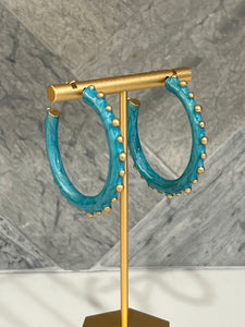 Turquoise Hoop Earrings with Gold