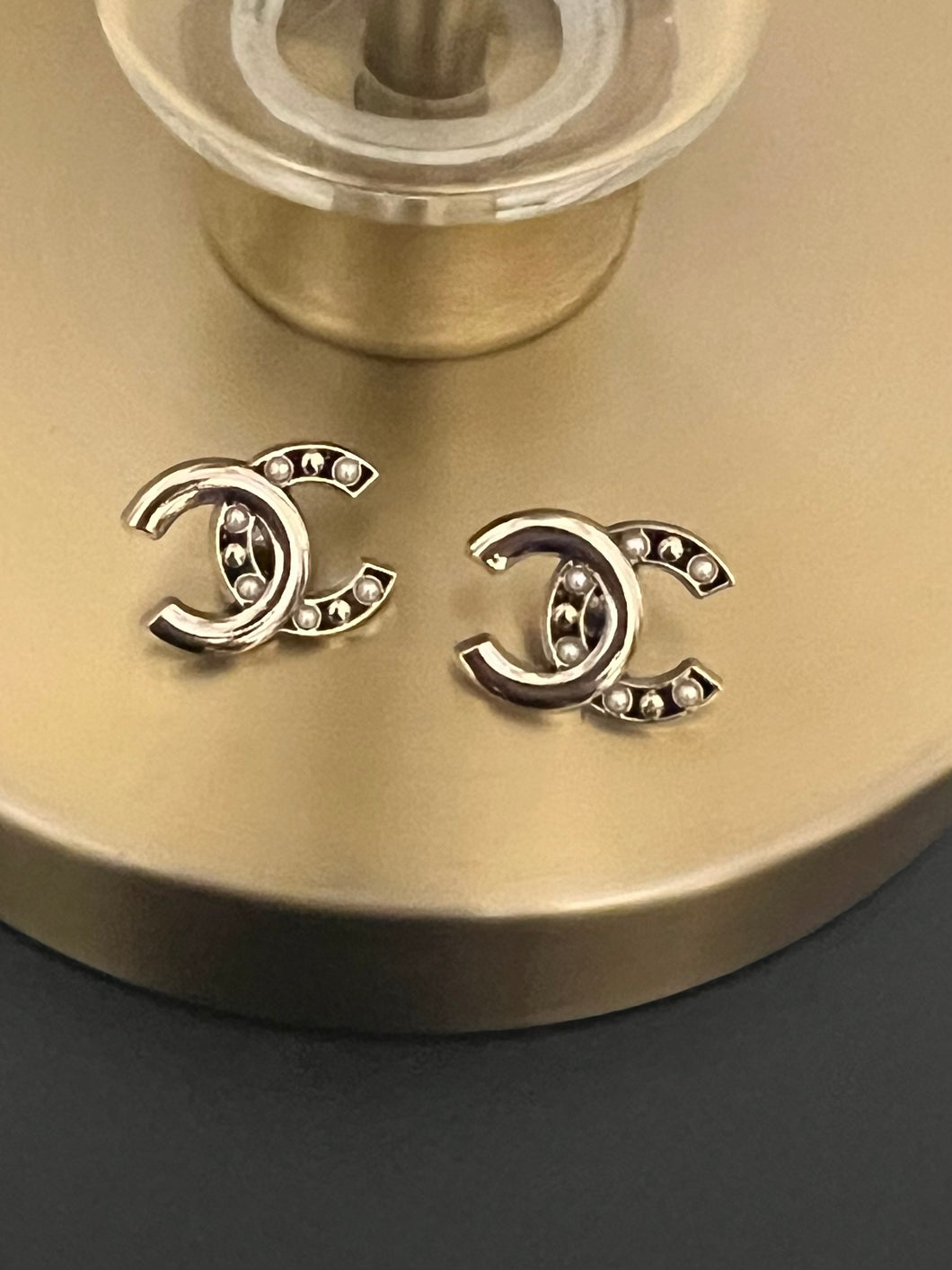 Repurposed Silver C Button Earrings