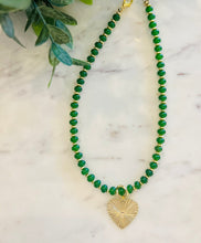 Load image into Gallery viewer, Green Goddess Heart Charmed Necklace
