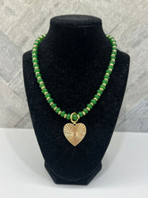 Load image into Gallery viewer, Green Goddess Heart Charmed Necklace
