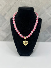 Load image into Gallery viewer, Pink Candy Necklace with Puffy Heart Charm
