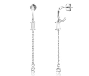 Daria Drop Earrings - Silver/Clear
