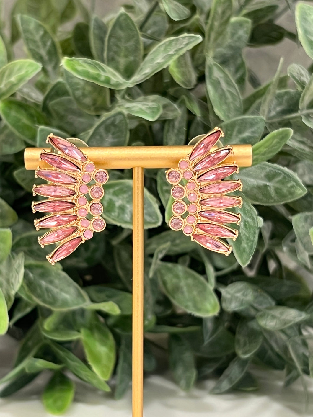 Pink Crystal Wing Earrings