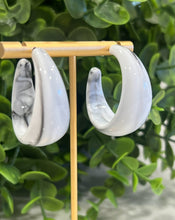 Load image into Gallery viewer, Gray Acrylic Hoop Earrings
