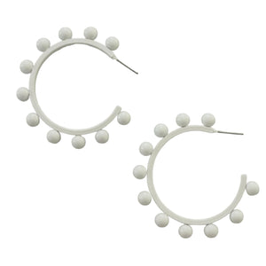 White Dottie Hoop Earrings