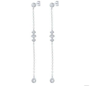 Danielle Dangling Crystal Earrings - Silver