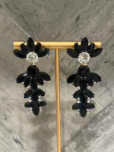 Crystal Drop Earrings - Black