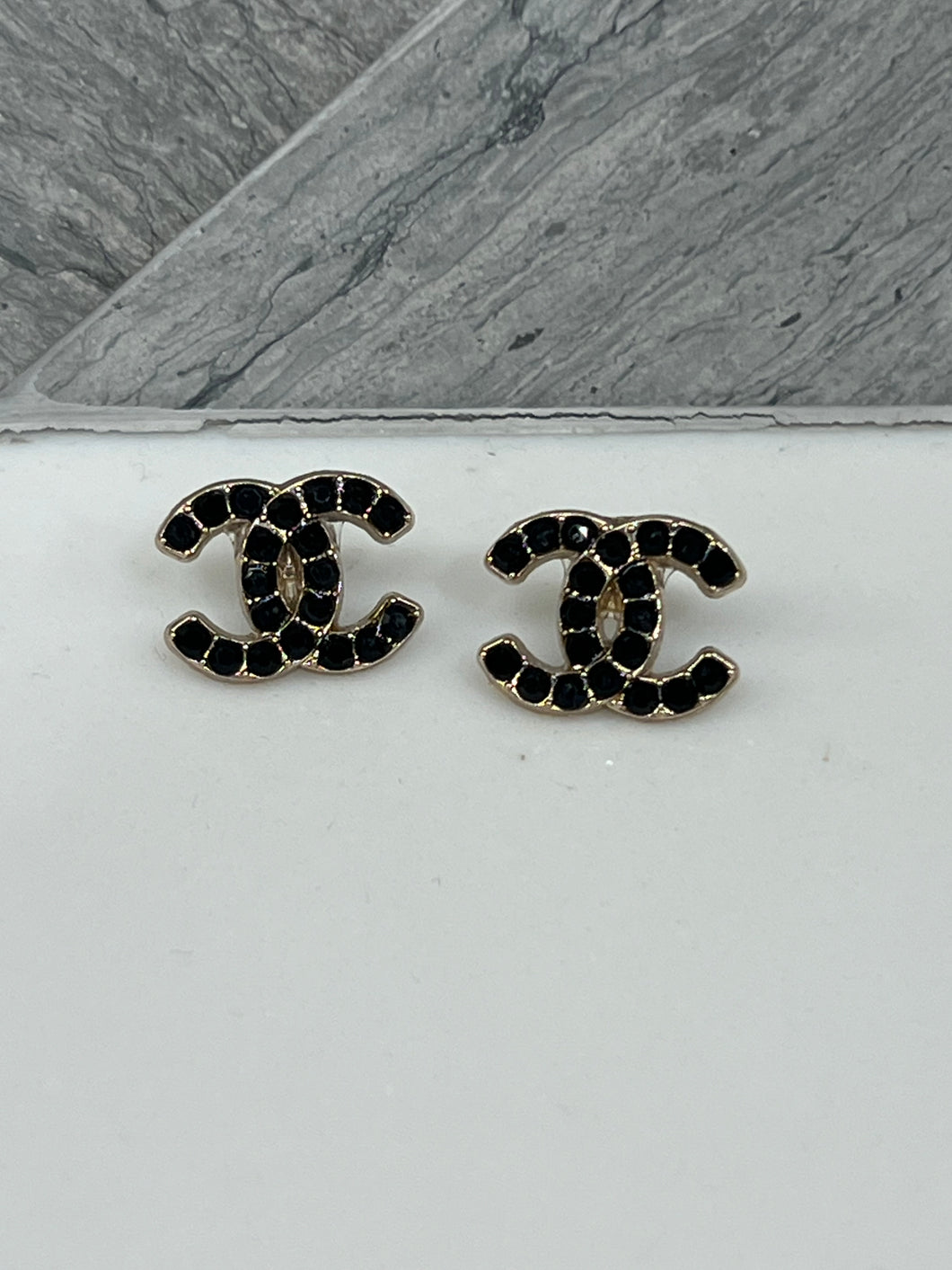 Repurposed Black Button Earrings