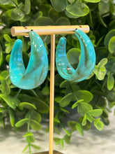 Load image into Gallery viewer, Turquoise Acrylic Hoop Earrings
