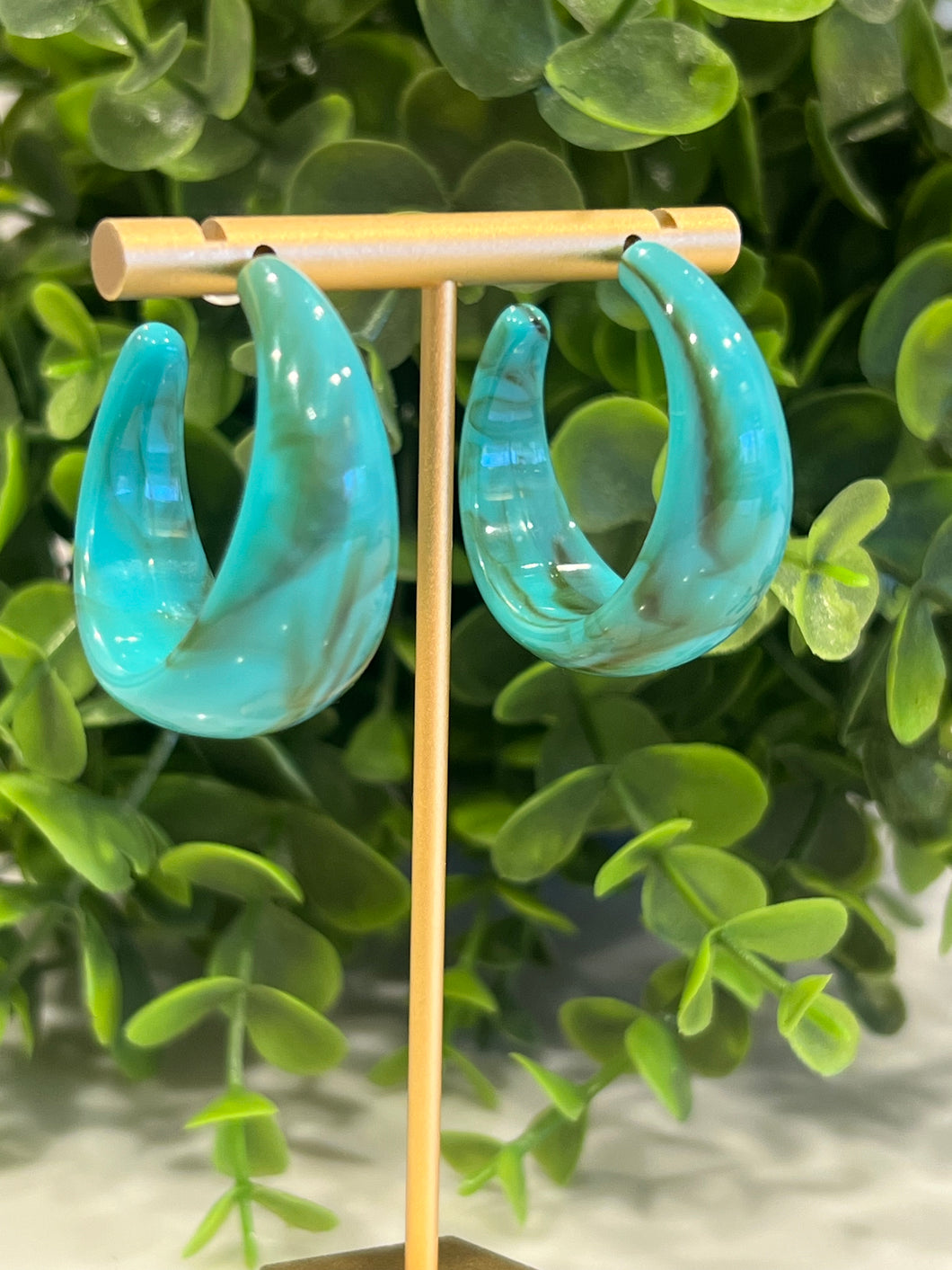 Turquoise Acrylic Hoop Earrings