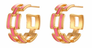 Luna Link Earrings - Pink