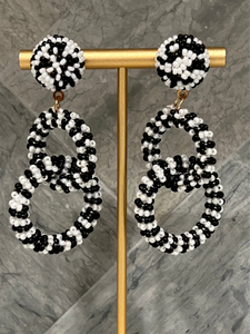 Black and White Seed Bead Earrings