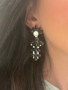 Crystal Drop Earrings - Black