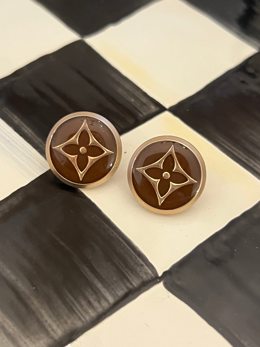 Repurposed Brown Button Earrings