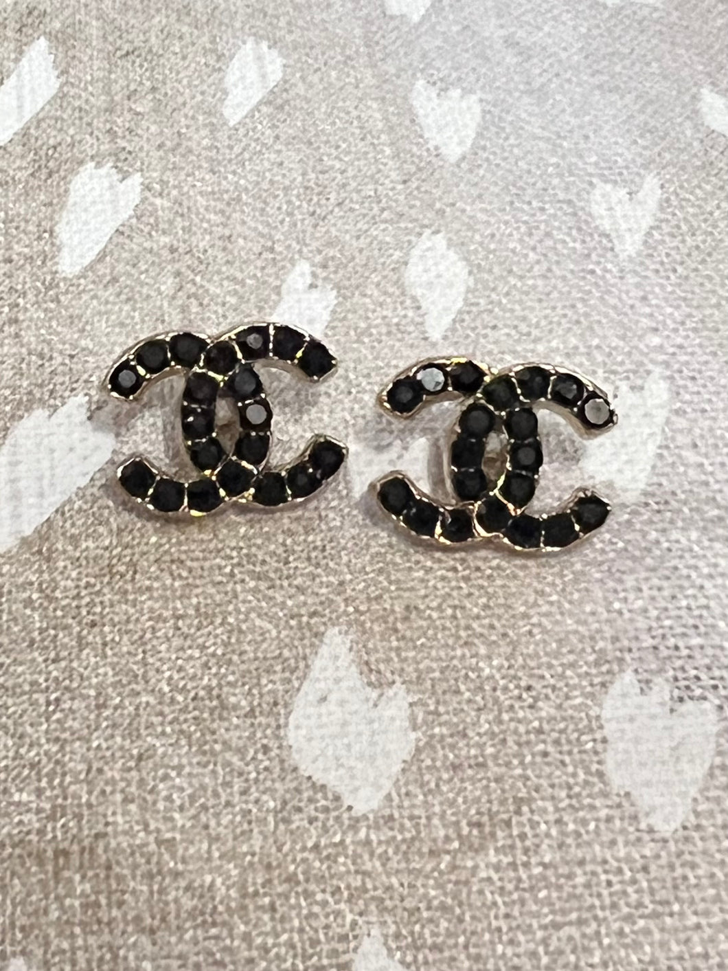 Repurposed Black Crystal Button Earrings