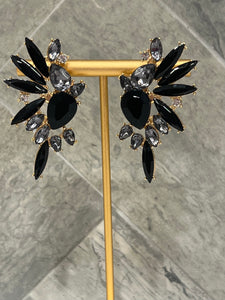 Giselle Crystal Wing Earrings - Black