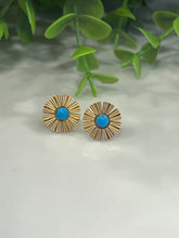 Load image into Gallery viewer, Turqouise Sun Stud Earrings
