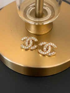 Repurposed Designer Large Crystal Button Earrings