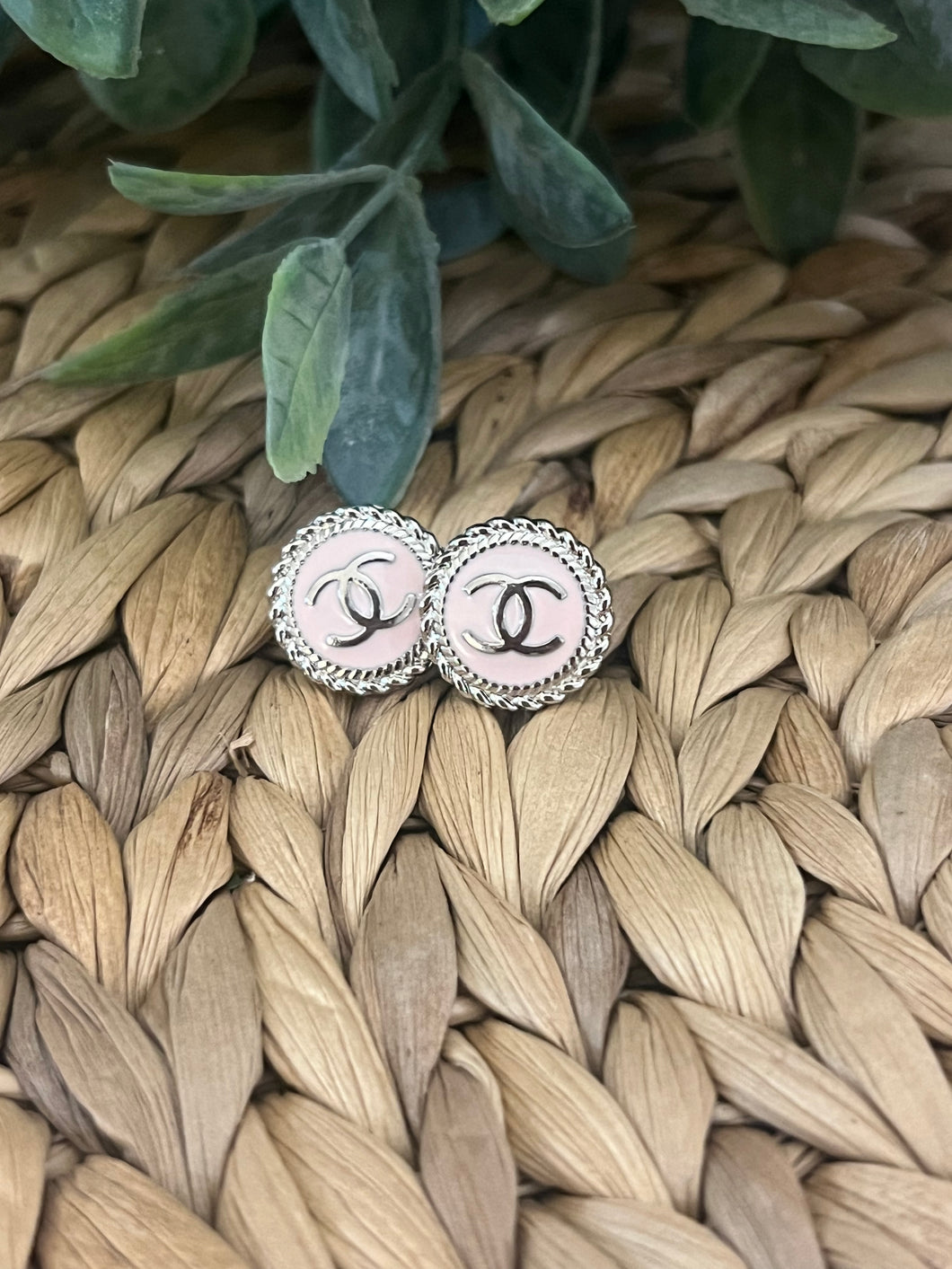 Repurposed Light Pink and Silver Button Earrings