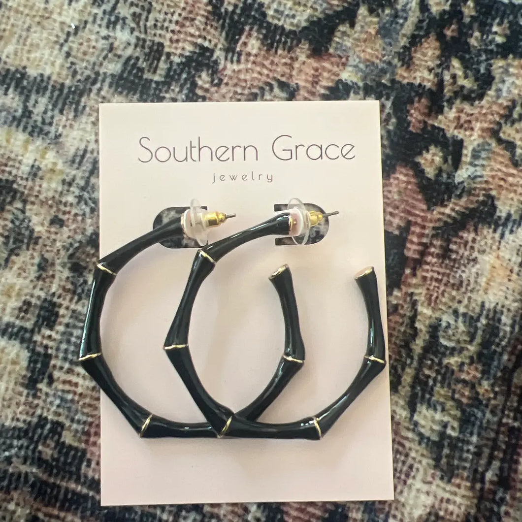 Black Bamboo Hoops