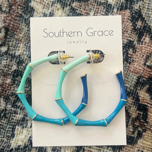 Blue Ombre Bamboo Hoops