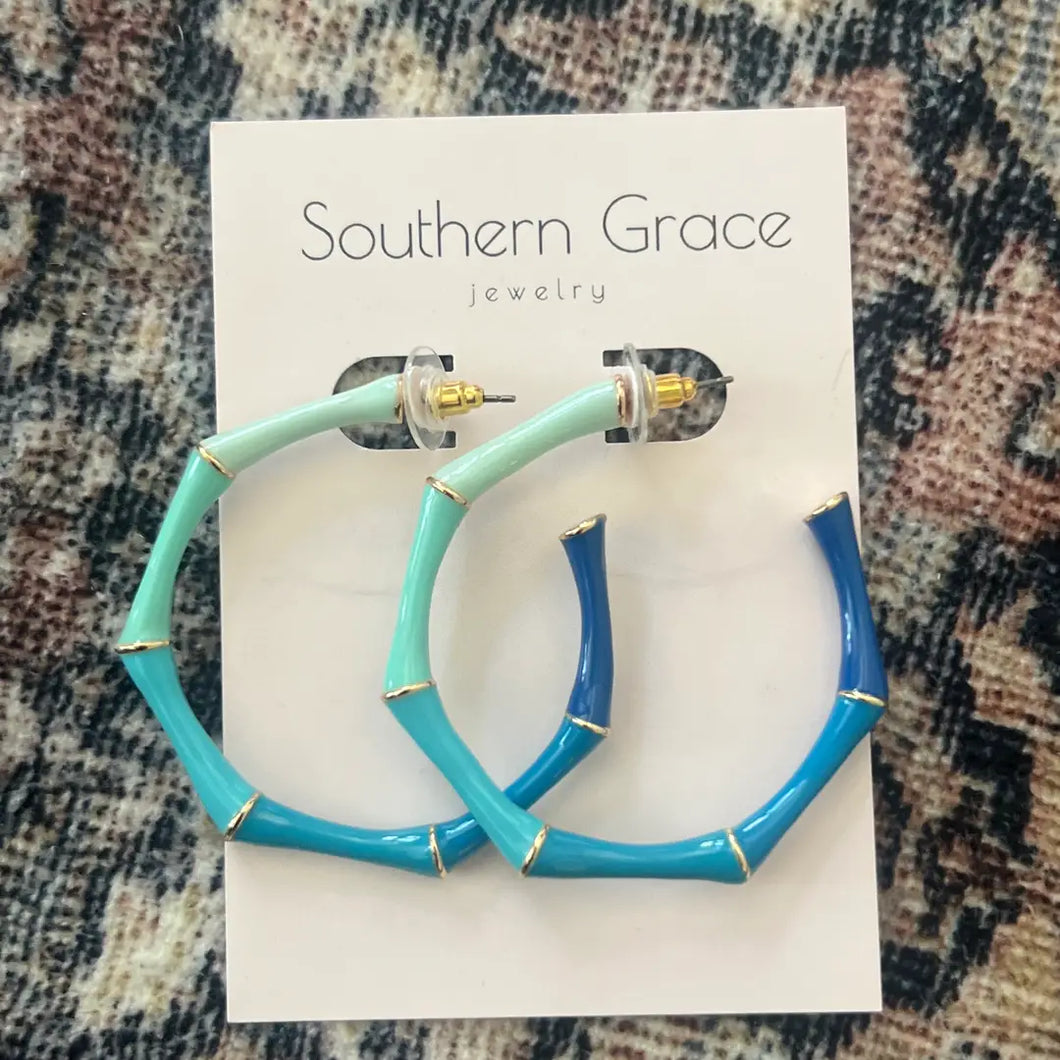 Blue Ombre Bamboo Hoops