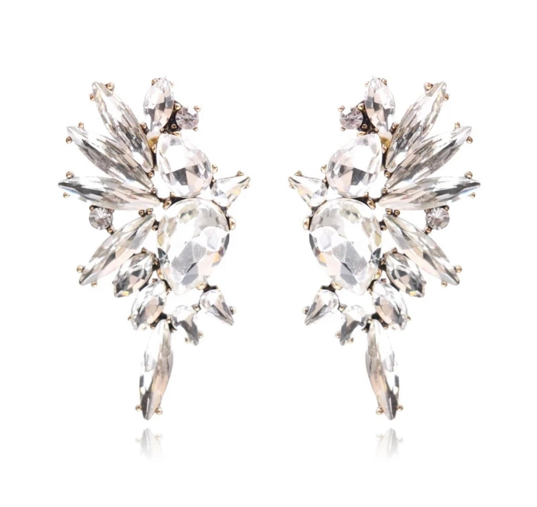 Giselle Crystal Wing Earrings - Clear