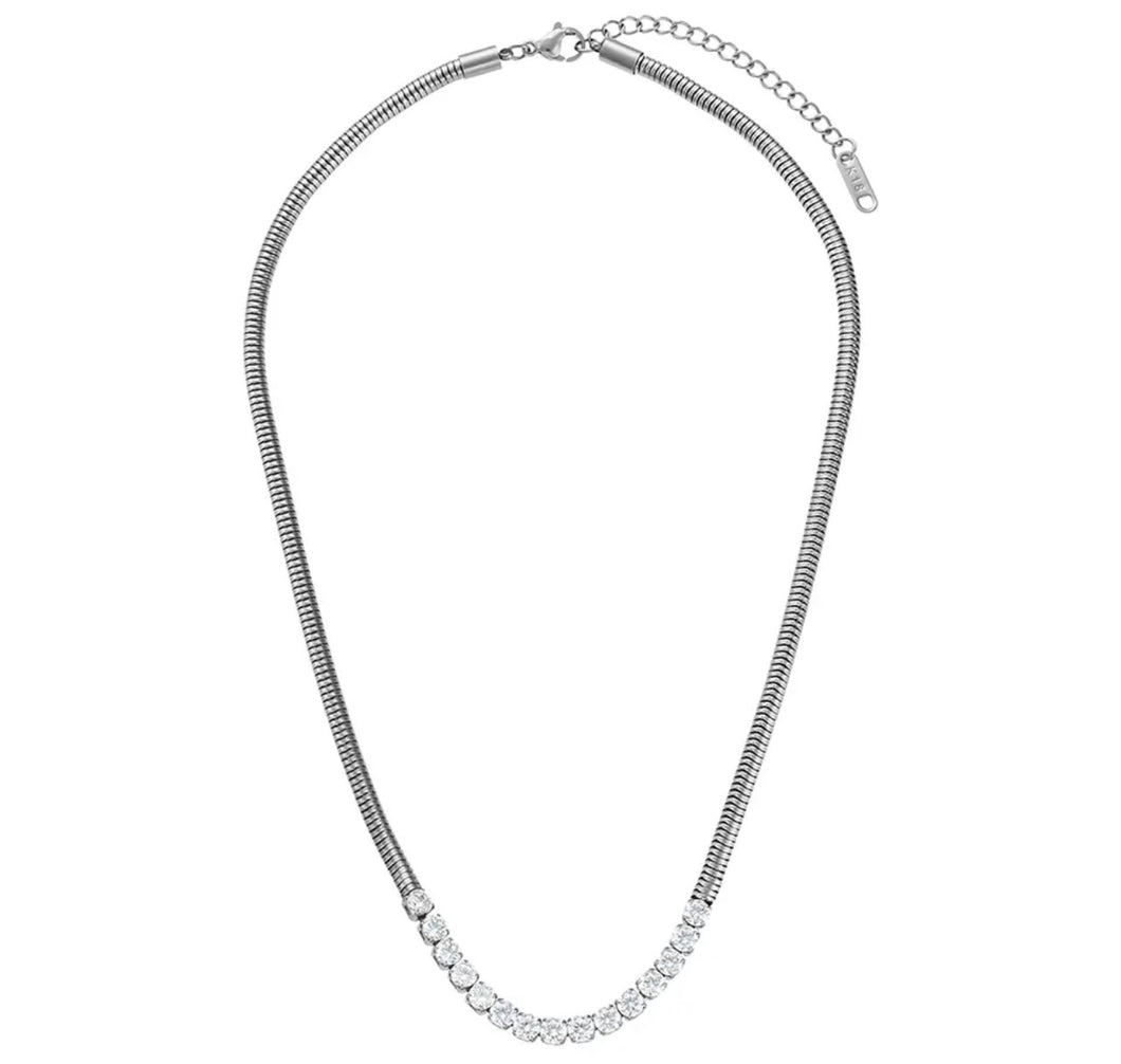 Giselle Necklace - Silver & Clear