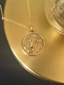 Repurposed Gold LV Charm Necklace