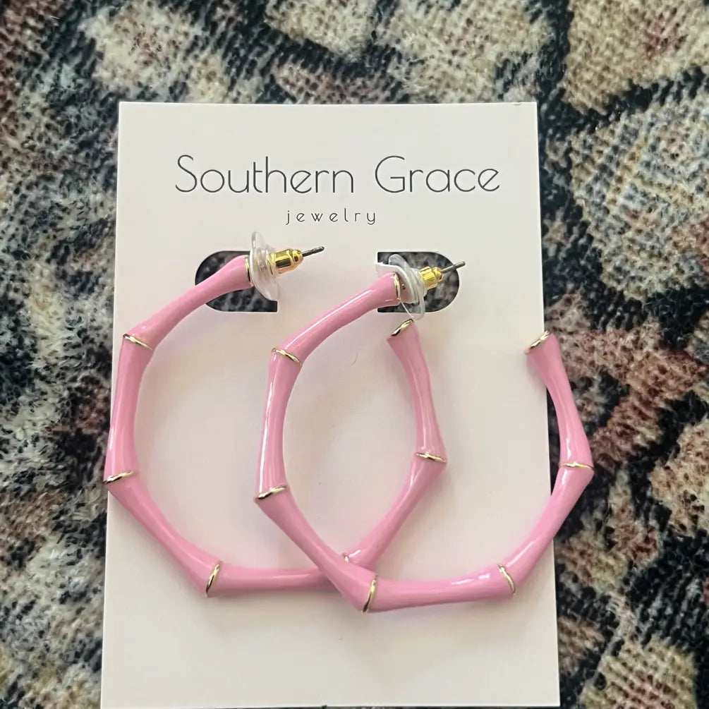 Pink Bamboo Hoops