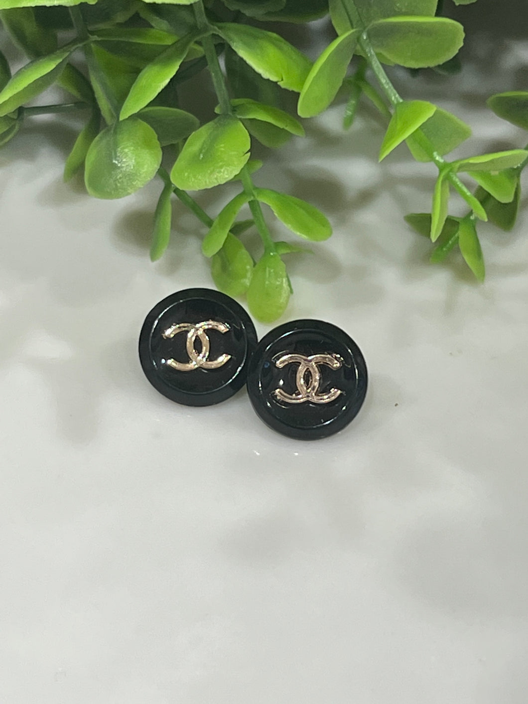 Black and Gold Button Earrings